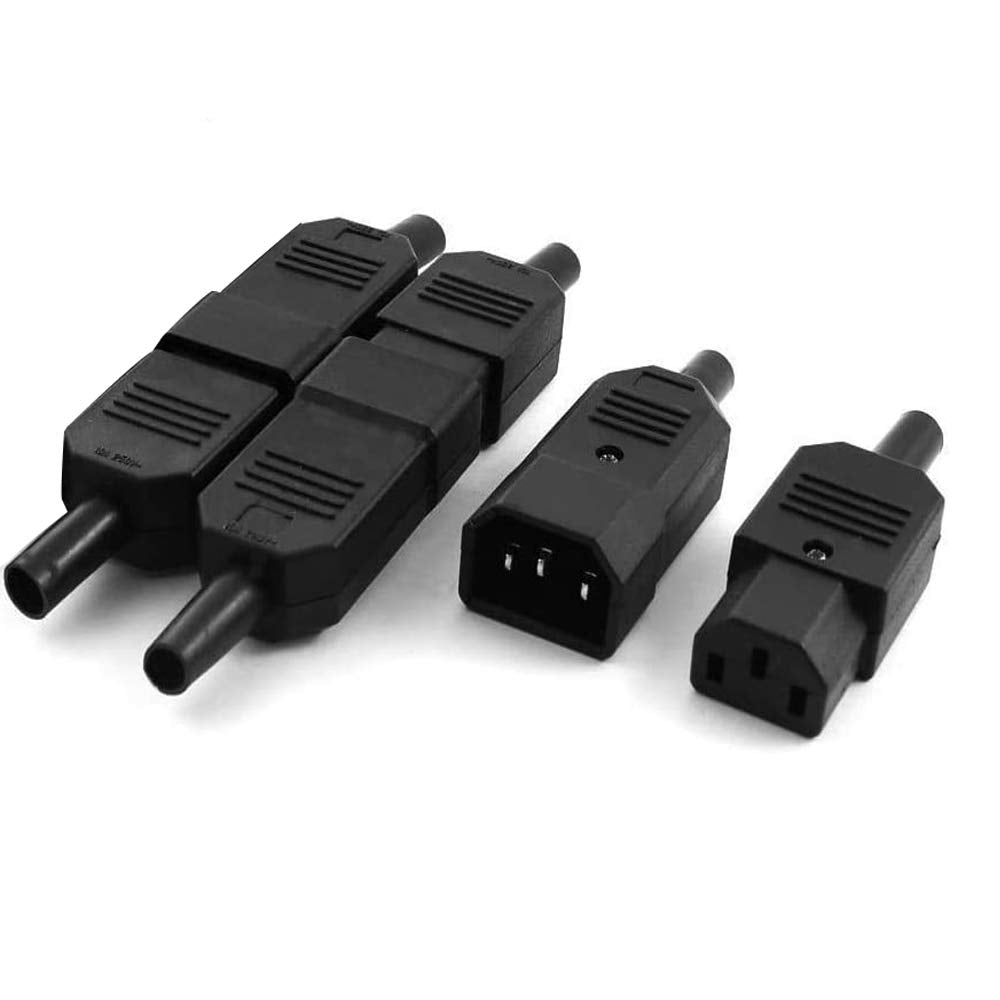 [Australia - AusPower] - IEC320 C14 Male + C13 Female Inline Adapter Plug Power Socket Connectors 3 Pins Terminals Panel Mount,AC 250V 10A (3 Pairs) 