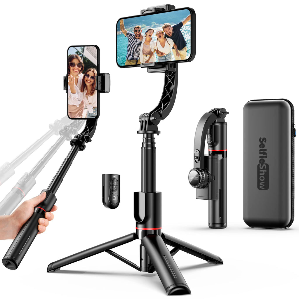 [Australia - AusPower] - Smartphone Gimbal Stabilizer with Remote, Aluminum Extendable Selfie Stick Tripod, 360° Automatic Rotation, Auto Balance for Live Video Recording, Vlogging, YouTube Compatible with iPhone and Android 