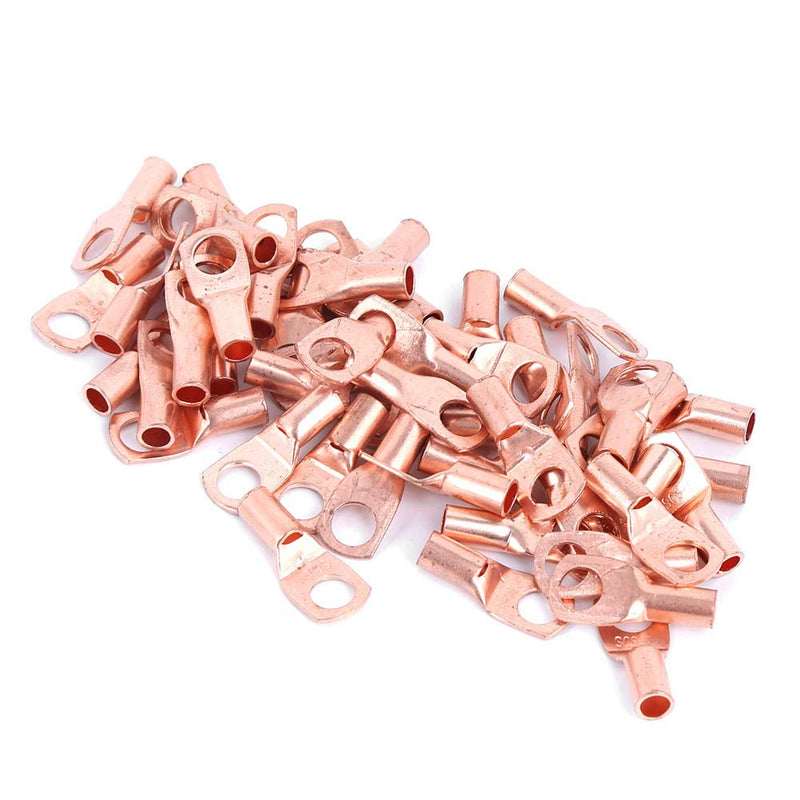 [Australia - AusPower] - 50Pcs Cable Lug Kit AWG Copper Lugs Connector Ring Lug AWG Terminal Battery Lugs Cold‑Pressed Crimp Connectors Terminals sc6‑6 