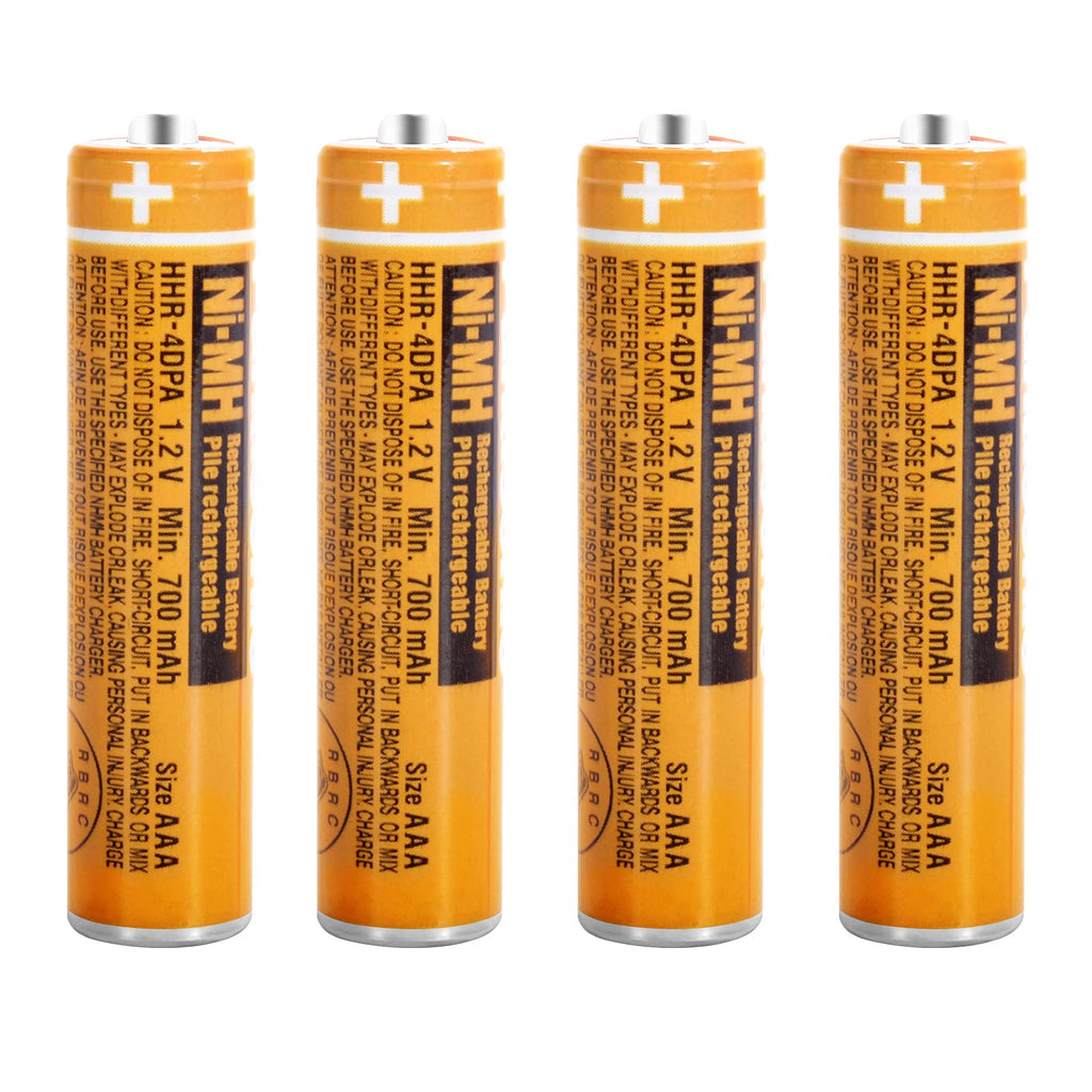 [Australia - AusPower] - TrianglePatt 4 Pack HHR4DPA AAA Ni-MH Rechargeable Batteries 1.2V Cordless Phones Batteries 700mAh AAA Battery for Panasonic Cordless Telephone Batteries, Orange 700-4 