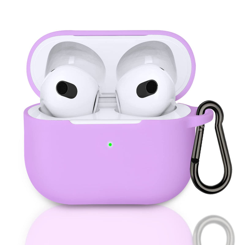 [Australia - AusPower] - MATEPROX Compatible with AirPods 3 Case,Soft Silicone Protective Headphone Charging Cover with Keychain for Airpods 2021 3rd Generation (Light Purple) Light Purple 