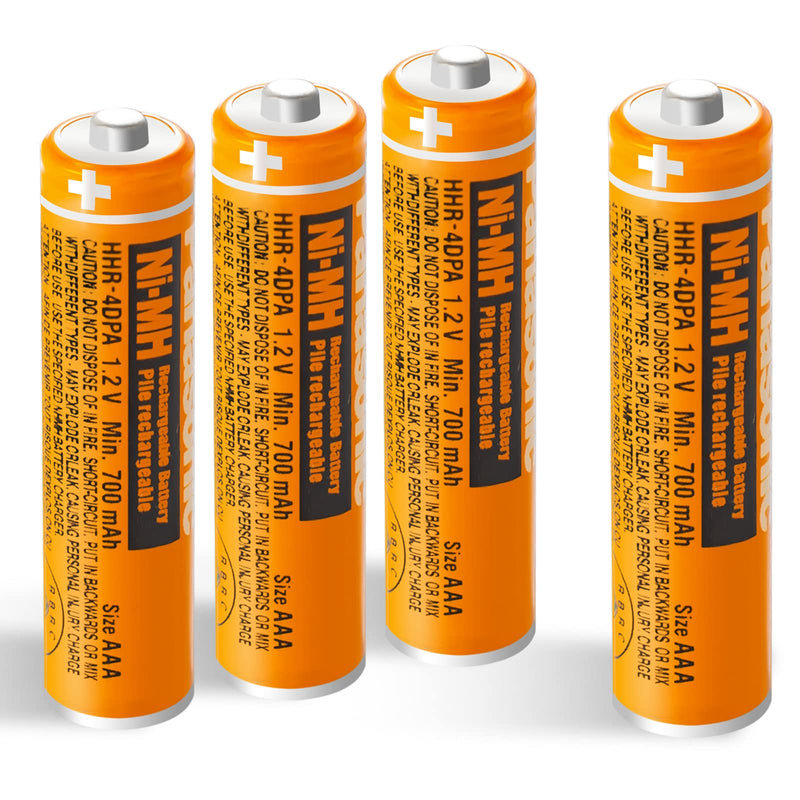 [Australia - AusPower] - 4 Pack 700mAh 1.2V AAA Rechargeble Battery,HHR-4DPA NI-MH Replacement Battery for Pasonic Cordless Phones 