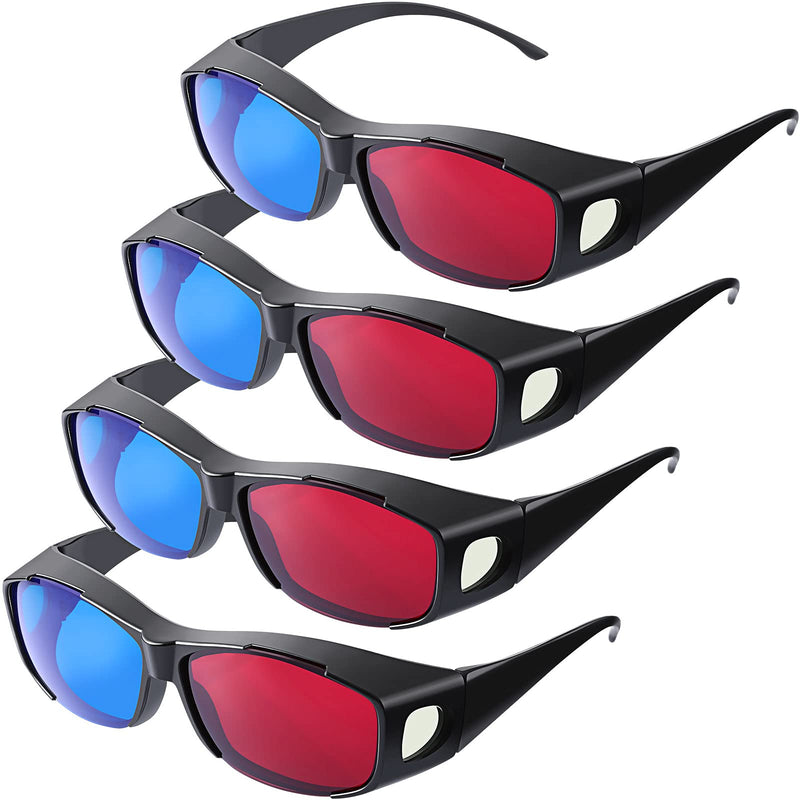 [Australia - AusPower] - 4 Pieces Glasses for 3D Movies Game 3D Movie Glasses for 3D Movies Games Light Simple Design, 3D Viewing Glasses(Red and Blue) Red and Blue 