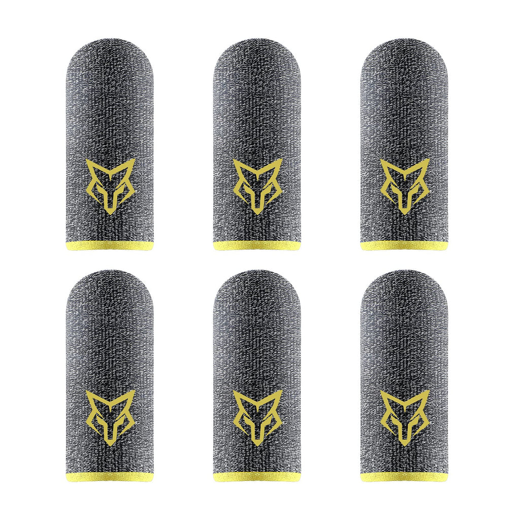 [Australia - AusPower] - Extended Edition, 6D Gaming Finger Sleeve,Mobile Game Finger Sleeves, Pack of 6, Highly Conductive 100% Silver Thread, Durable 24-Needle Weave (Yellow) yellow 