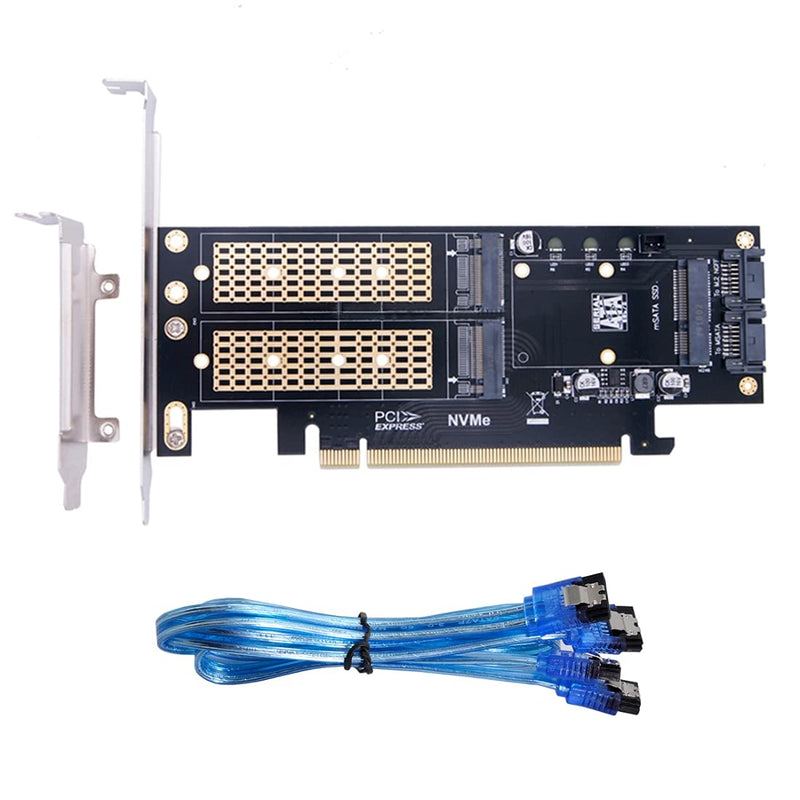 [Australia - AusPower] - Chenyang CY Dual SATA & PCI Express PCI-E 3.0 to NGFF NVME M.2 MSATA M-Key B/M-Key SSD Card Adapter 3in1 PCI-E 16X PORT 
