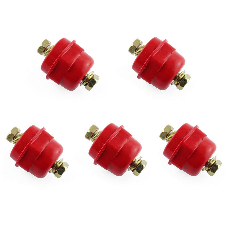 [Australia - AusPower] - E-outstanding 5 Pcs Busba Insulator with Combined Screw, Red Resin Polyester Standoff Insulators, SM25xM6 