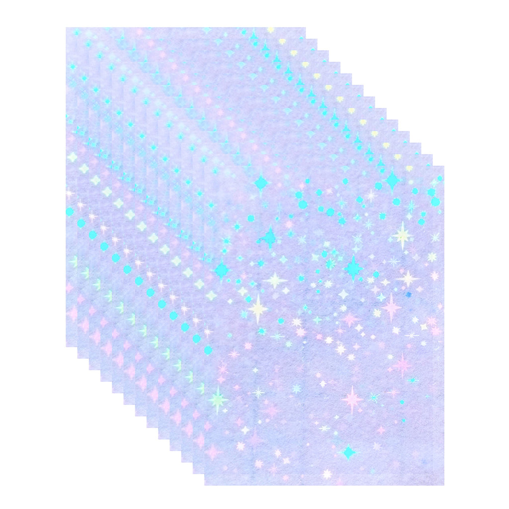 [Australia - AusPower] - Bleidruck 25 Sheets Stars Holographic Clear Vinyl Cold Laminated Film Holographic Overlay 8.25x11.7 Inches Adhesive Vinyl for Stickers 
