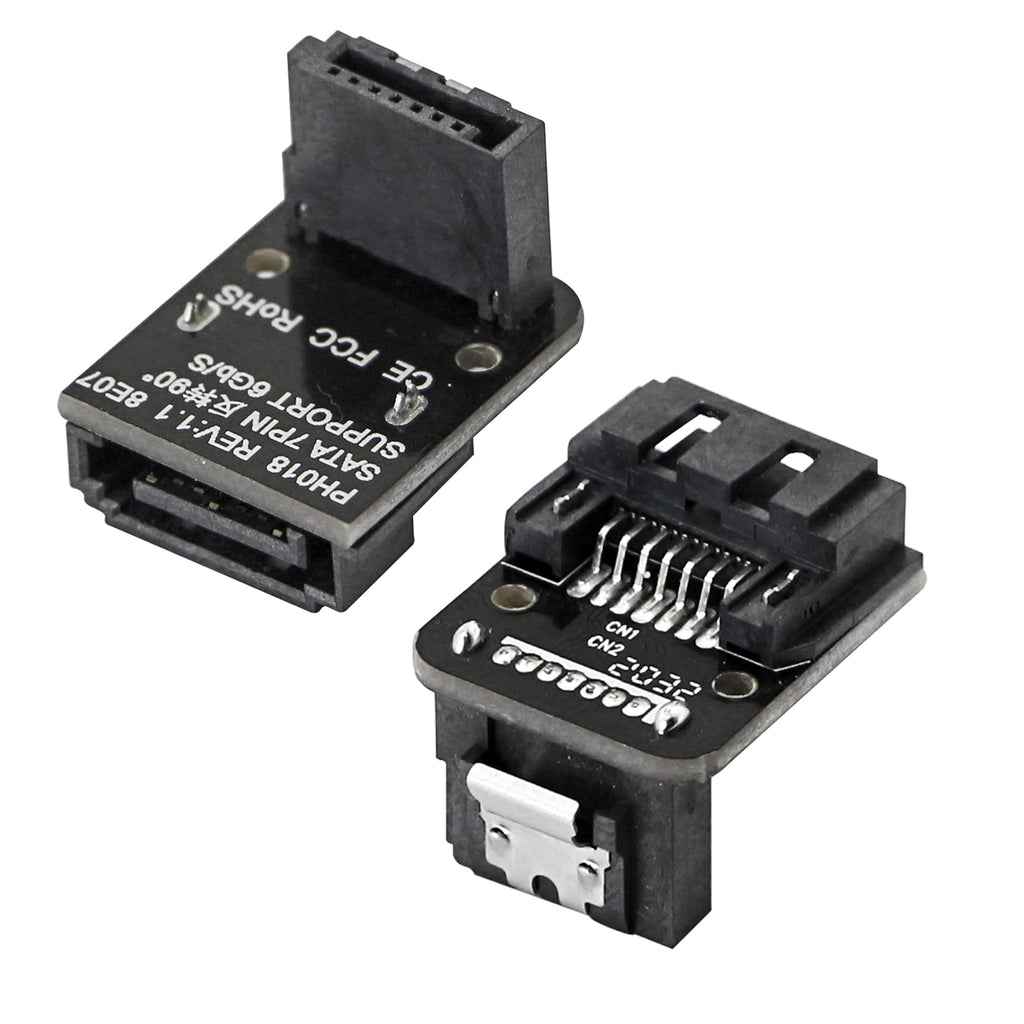 [Australia - AusPower] - CERRXIAN 270 Degree SATA Adapter, Down Angle SATA 7Pin Male to Female Converter for Motherboard Desktops Computer SSD HDD(Down/Back)(2-Pack) 
