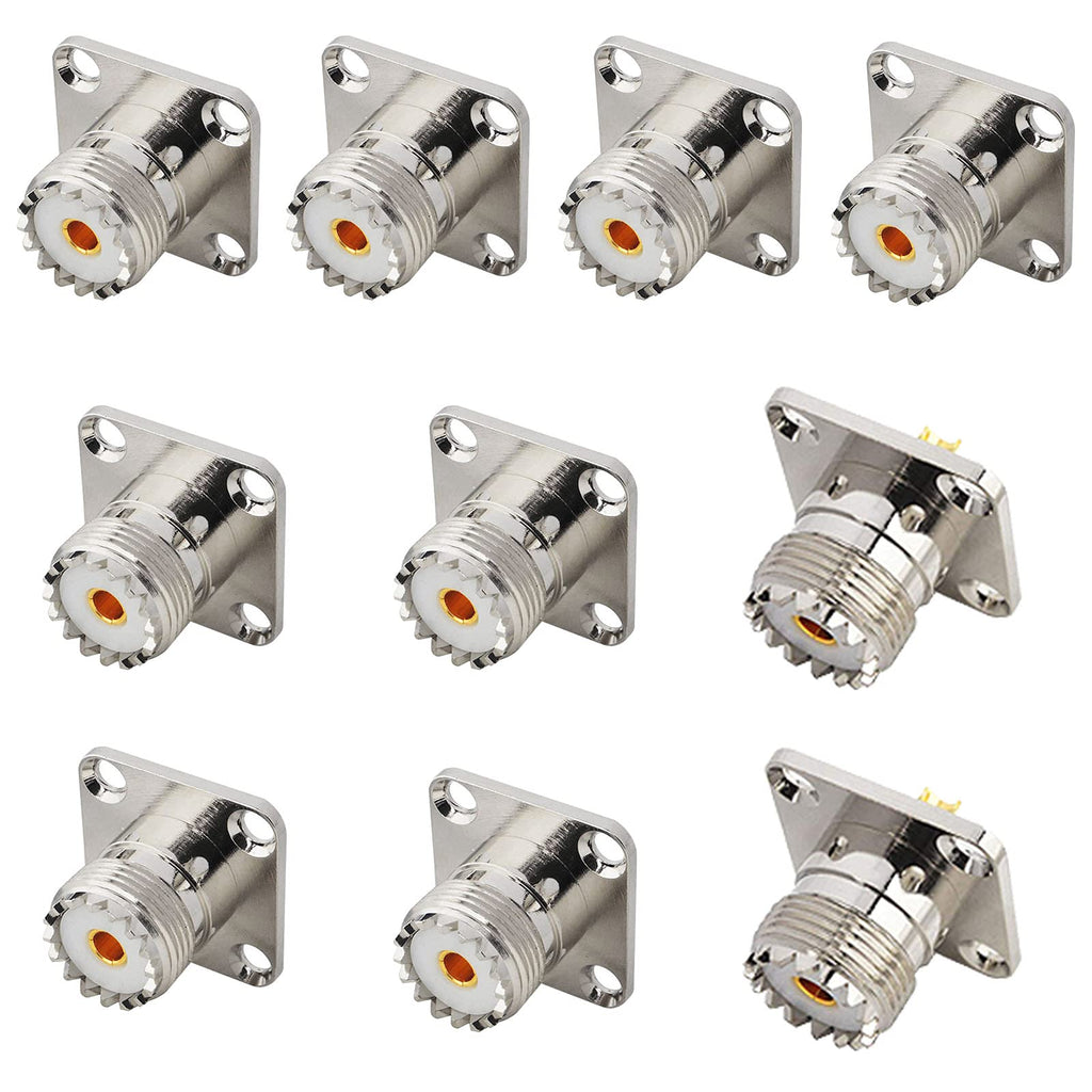 [Australia - AusPower] - BOOBRIE 10-Pack UHF Female SO239 4-Hole Panel Chassis Mount Flange Panel Mount Adapter Solder Cup RF Coaxial Coax Connector Adapter for PL259 Male Plug 10 pack 