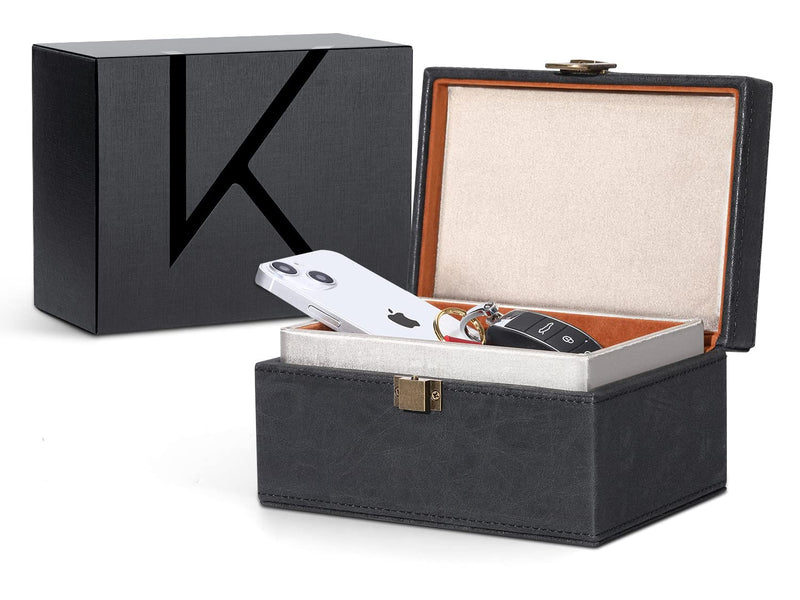 [Australia - AusPower] - KENARK KK6M-BK Elegant Faraday Box, Faraday Key Fob Protecting Box, Car Key Shielding Box, Car Key Signal Blocker, EMP Protection Box, Anti-Theft Car Key Box, RFID Blocking Box (Black-2) Black-2 