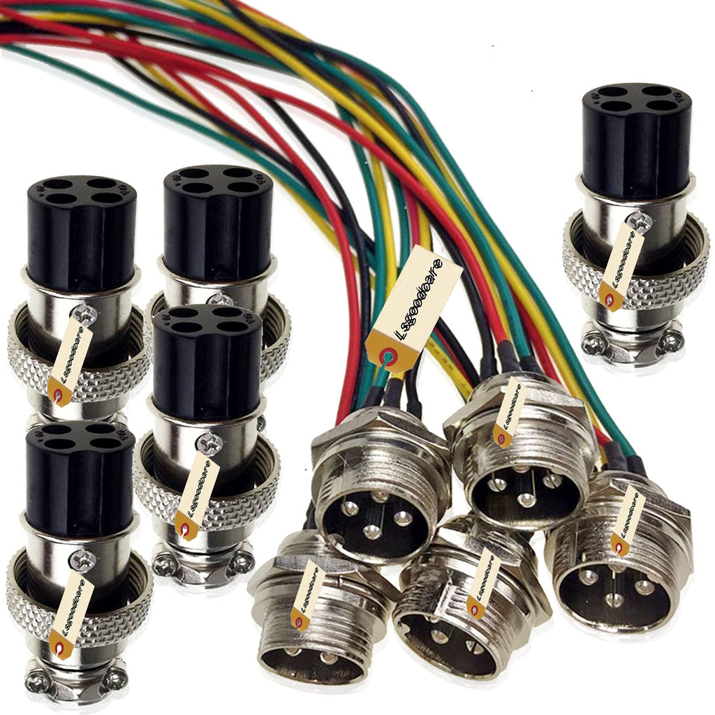 [Australia - AusPower] - Lsgoodcare 10Pcs GX16-4pin Male Aviation Connector Power Electrical Terminal Socket with 20Awg 7.87Inch Cable & 16MM 4Din Female Plug Sockets 16MM-4P 