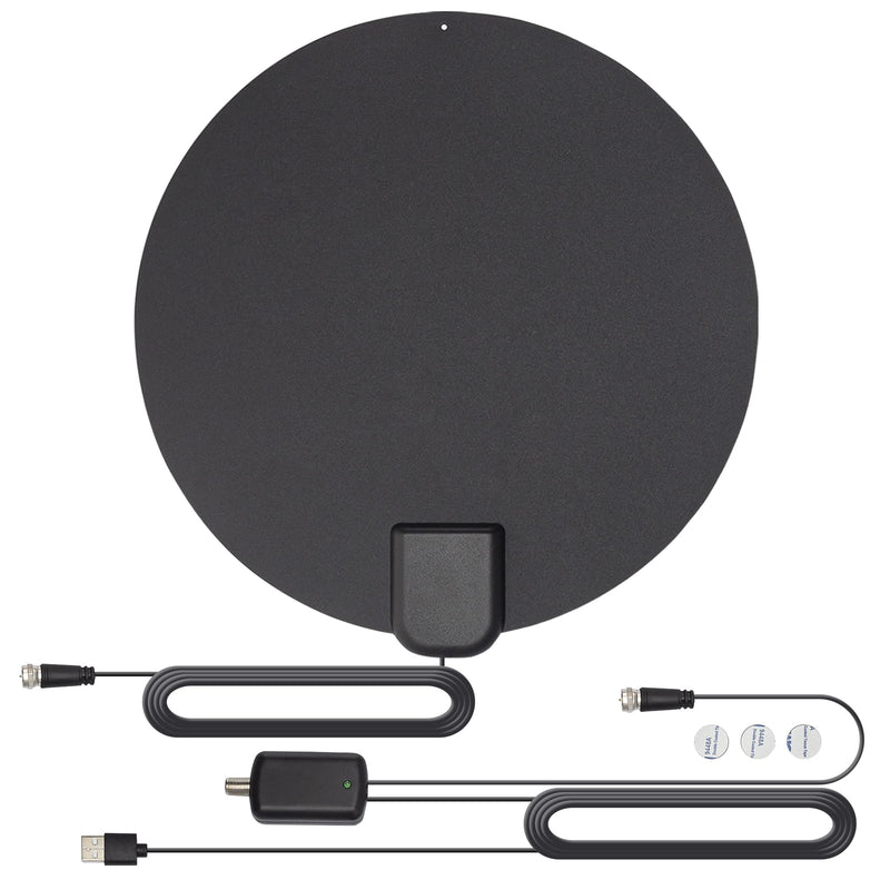 [Australia - AusPower] - Luxtronic Amplified HD TV Antenna - Round Digital HD Antenna for TV Indoor - with USB Amplifier Signal Booster, Coaxial Cable - Supports 4K 1080p and All TV's 