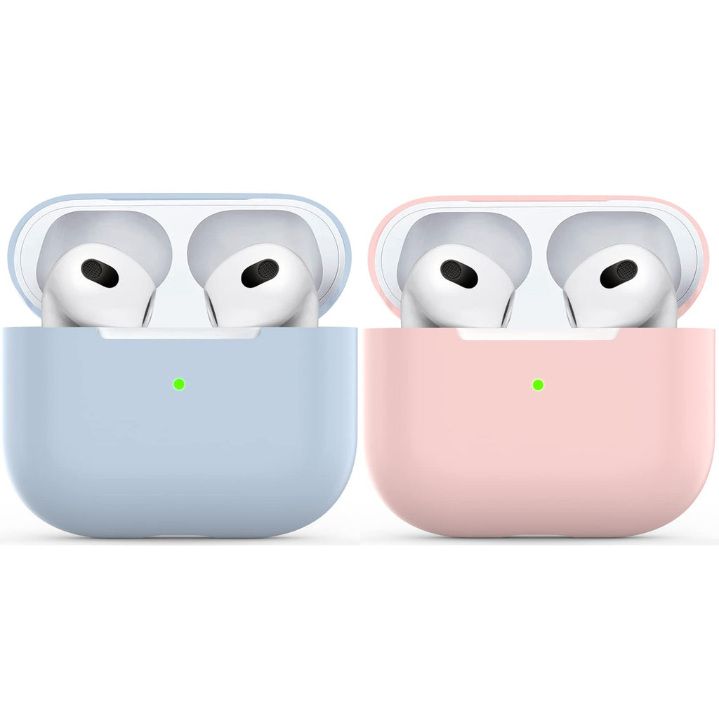 [Australia - AusPower] - for Airpods 3 Case, Protective Ultra-Thin Soft Silicone Shockproof Non-Slip Protection Accessories Cover Case for Apple Airpods 3 Charging Case - Light Blue+Pink 