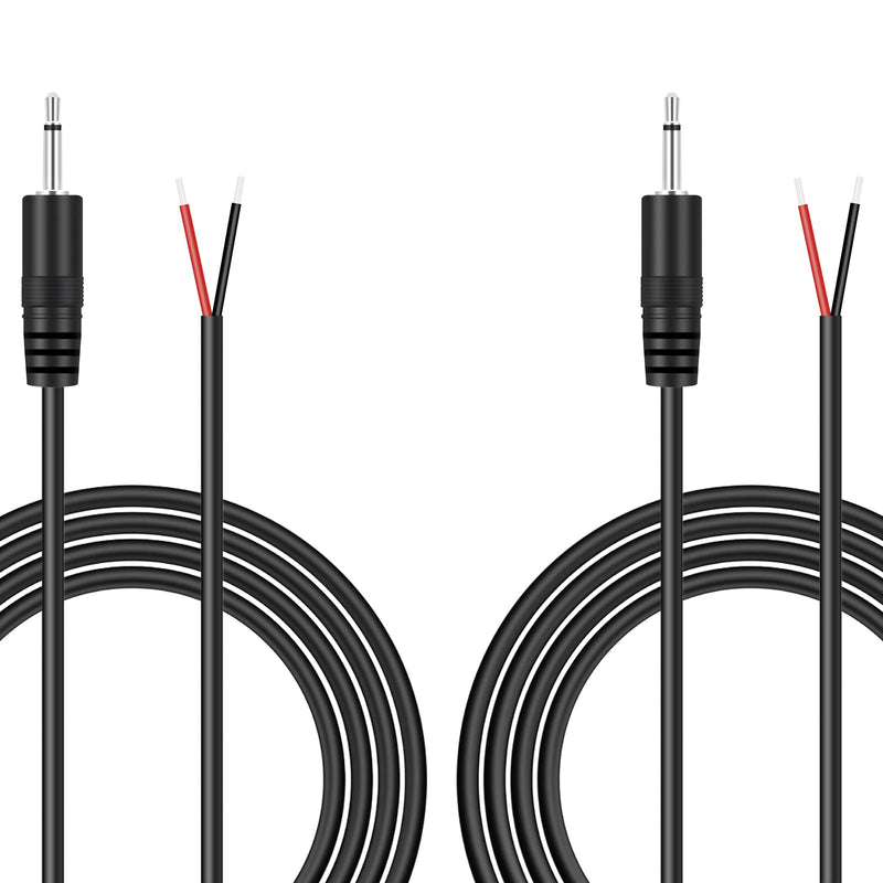 [Australia - AusPower] - Bolvek 2 Pack 6ft 2.5mm TS Mono Male Plug Connector Adapter to Bare Wire Open End Pigtail Audio Cord for 2.5mm Jack Charging Cable Charger Cord Equipments 