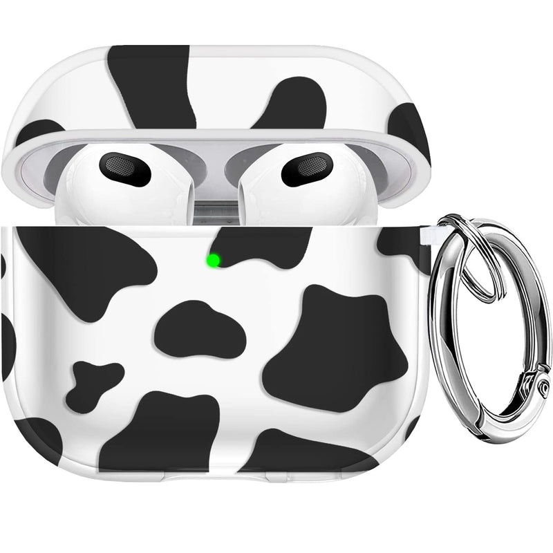 [Australia - AusPower] - Maxjoy Airpod 3 Case 2021 Flowers Airpods 3rd Generation Case Cover Clear Apple Airpods 3 Protective Case with Keychain for Women Girls (Milk Cow) Milk Cow 