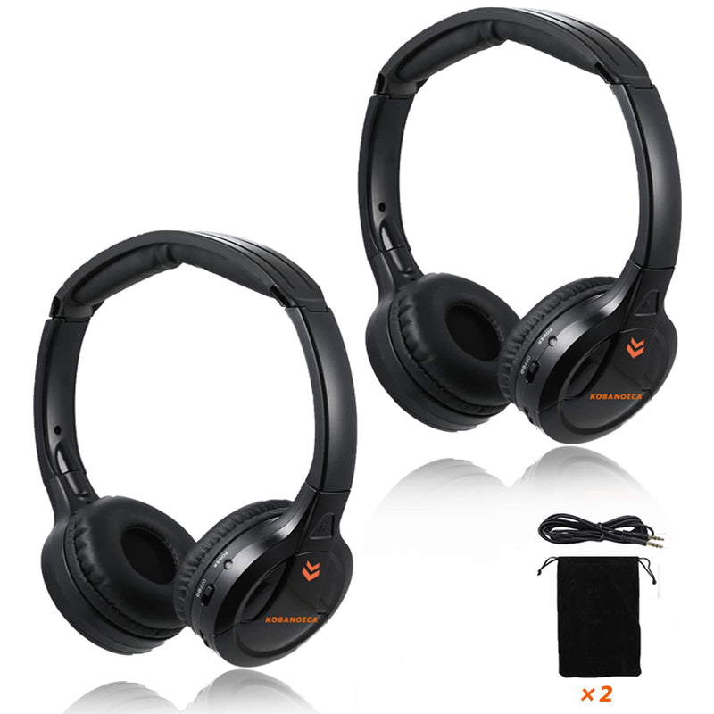 [Australia - AusPower] - KOBANOICA Infrared Headphones for Car DVD,Universal 2 Channel IR Headphones, On-Ear Car Headphones Wireless (2 Pack) 