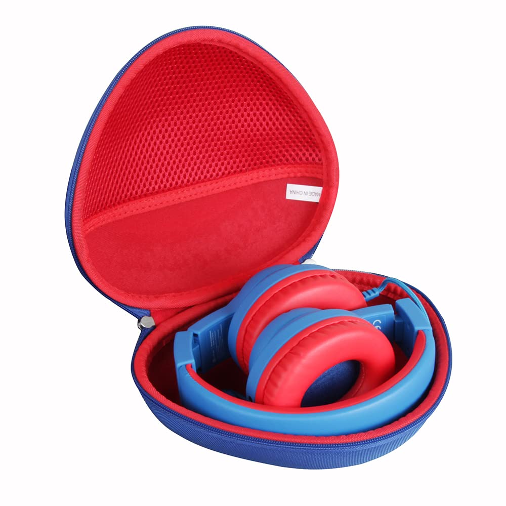 [Australia - AusPower] - Hermitshell Travel Case for iClever HS19 Kids Headphones (Outer Blue + Inner Red) Outer Blue + Inner Red 