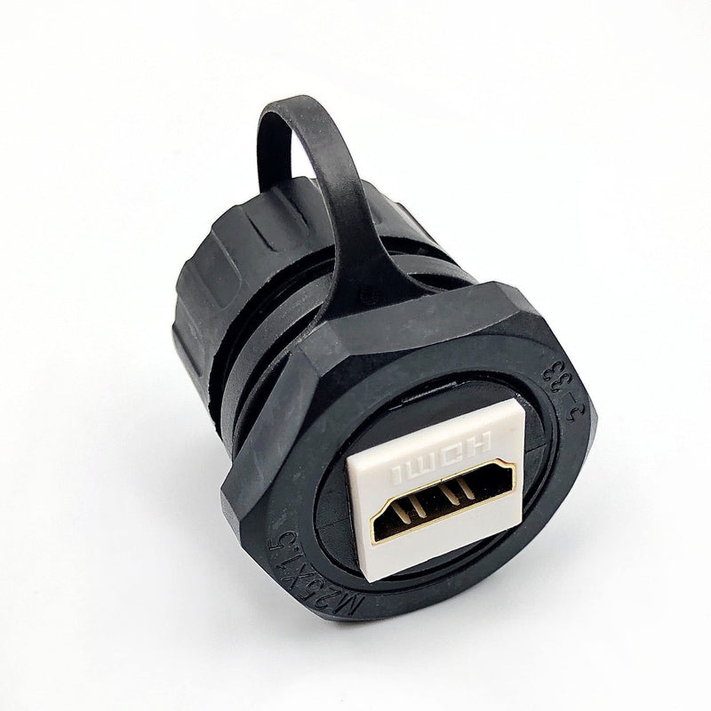 [Australia - AusPower] - DEVMO HDMI Waterproof Connector, M25 Panel Mounting Female to Female HDMI Bulkhead Coupler with Waterproof Dust Cap 