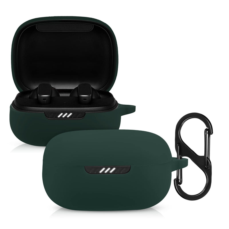 [Australia - AusPower] - kwmobile Case Compatible with JBL Live Pro Plus Case - Silicone Cover Holder for Earbuds - Dark Green 