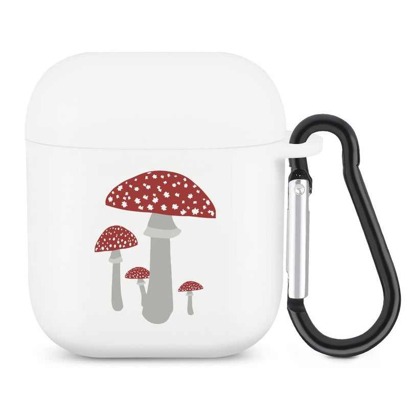 [Australia - AusPower] - Red Mushrooms Airpods Case Cover with Keychain Silicone Protective Accessories Compatible with Apple Airpods 2&1 for Man Women white-Red Mushroom 