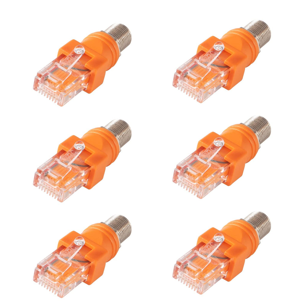[Australia - AusPower] - 6pcs RF to RJ45 Converter Adapter F Female to RJ45 Male Coaxial Barrel Coupler Adapter RJ45 to RF Connector Coaxial to Ethernet Adapter 