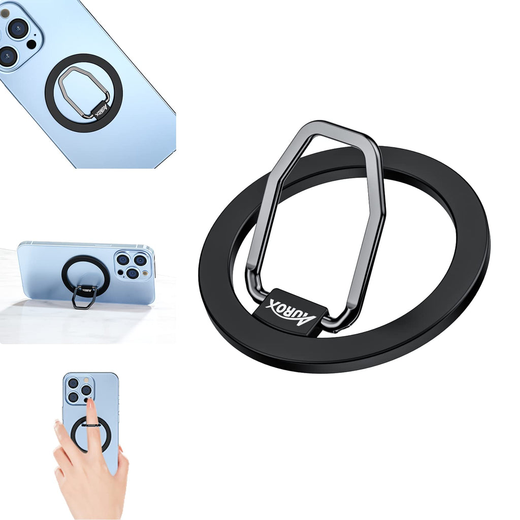 [Australia - AusPower] - Magnetic Phone Grip AUROX Phone Ring Holder for MagSafe Accessories Adjustable Phone Ring Holder for iPhone 14, 13, 13 Pro, 13 Mini, 13 Pro Max, 12, 12 Pro, 12 Mini, 12 Pro Max(Black) U-Black 