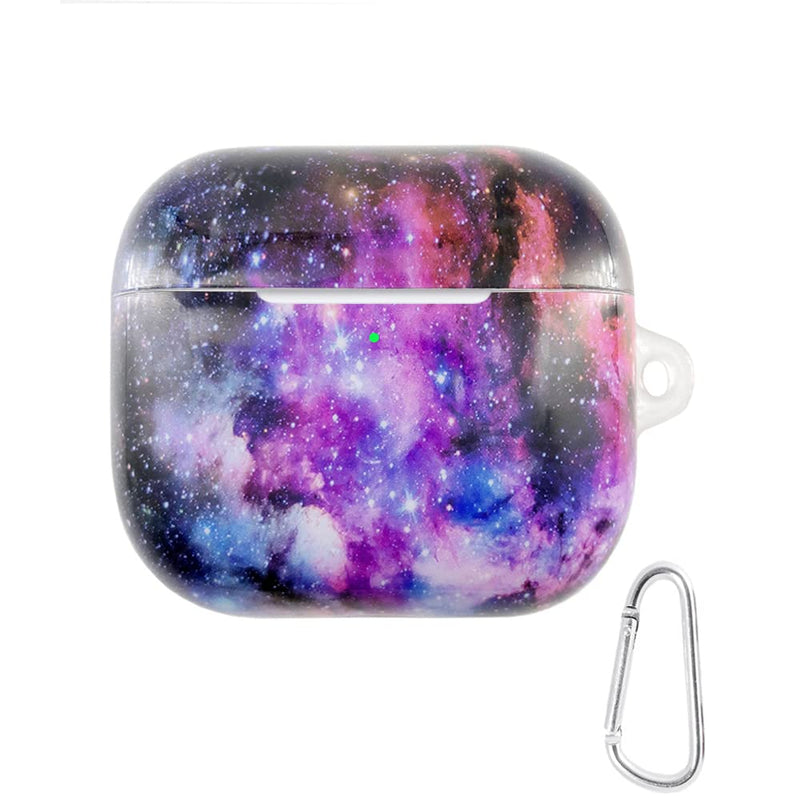 [Australia - AusPower] - uCOLOR Nebula Galaxy Case Compatible with AirPods 3 Case 2021,Full Protective Shockproof Portable Cover with Key Chain for Earphone AirPods 3rd Generation Case Purple 