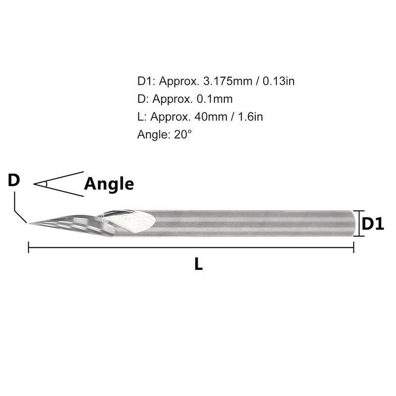 [Australia - AusPower] - 3.175 x 20° x 0.1 x 40L Spiral 20 Degree V-Groove Engraving Tool Milling Cutter Carbide V-Point Milling Cutter for Woodworking 
