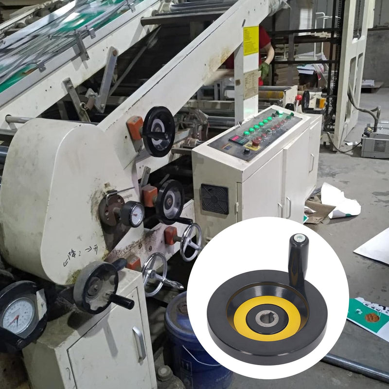 [Australia - AusPower] - Walfront Lathe Milling Handwheel Round Handwheel with Revolving Handle Hand Wheel Table Saw Handwheel 14mm Center Hole 125mm Outer Diameter 
