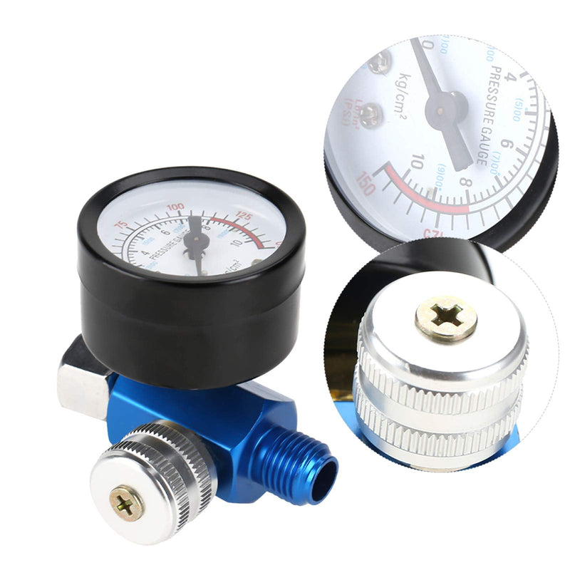 [Australia - AusPower] - Compressed Air Regulator Pressure Gauge, 1/4 Inch Air Pressure Regulator Pressure Gauge for Spray Painting Gun, Adjustable Range 0-10 Bar Pressure Regulator with Pressure Gauge (0-150 PSI) 
