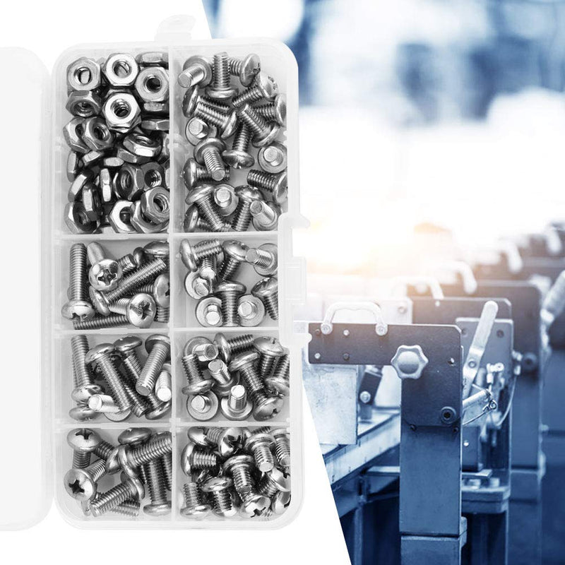 [Australia - AusPower] - 140pcs #10-32 304 Screws and Nuts, Stainless Steel Pan Head Screws Kit Assortment Set Repair Tool Accessory 