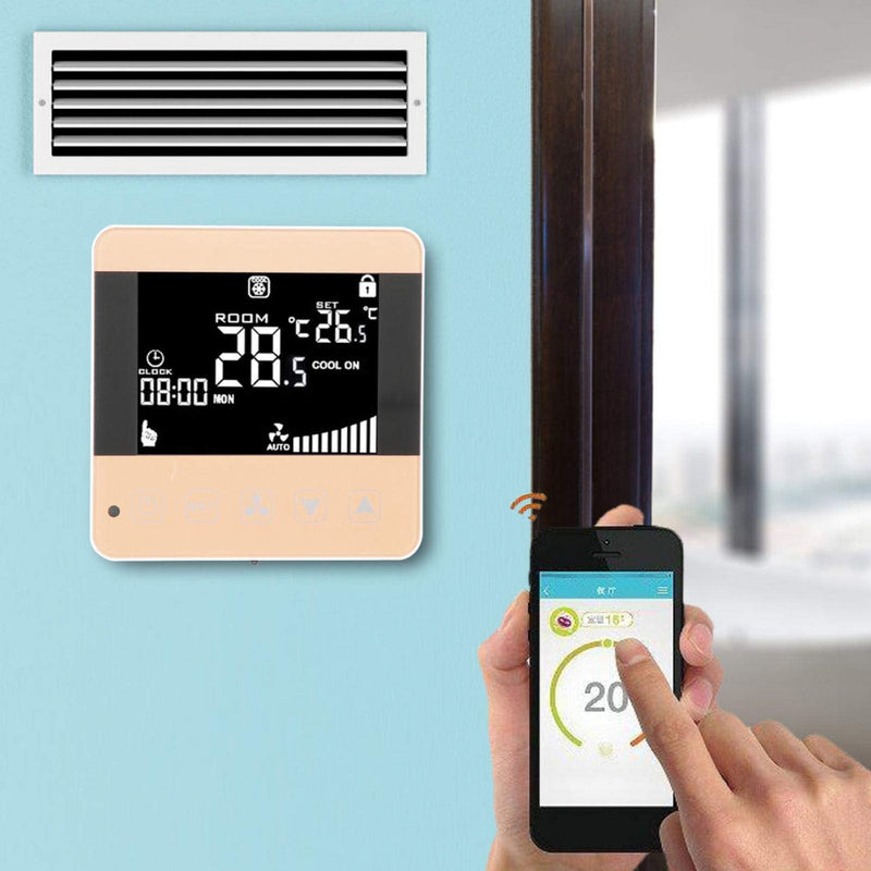 [Australia - AusPower] - AC90-240V Fan Coil Thermostat Intelligent Digital Central Air‑Conditioner Thermostat Temperature Controller Fan Coil Unit LCD Display(WiFi Type) WIFI Type 