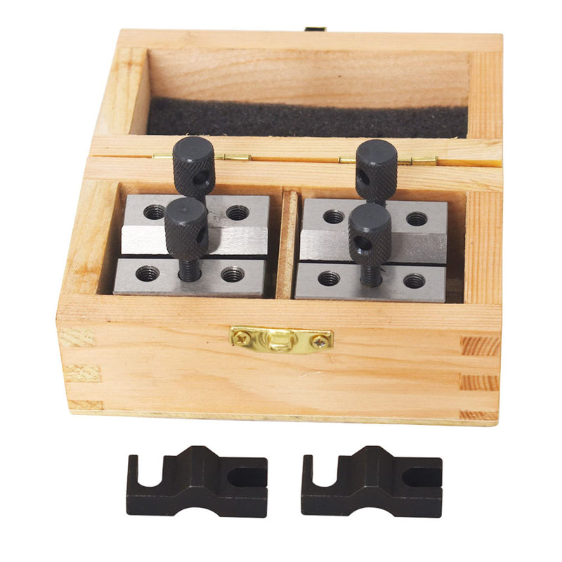 [Australia - AusPower] - waltyotur V Block Set with Clamp Hardened Steel 90 Degree Angle Precision V Block Set 1-3/8 x 1-3/8 x 1-3/16 Multi-Use Gauge Gage Machinist Tool with Box 