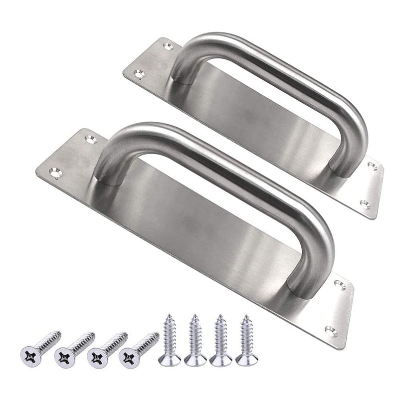 [Australia - AusPower] - WANLIAN 2Pcs Pull Push Door Plate Handle 8inch Stainless Steel Heavy Duty Barn Door Pull for Shed Commercial Fire Gate with Mounting Screws (Silver, 200x65mm/7.9x2.6inch) 