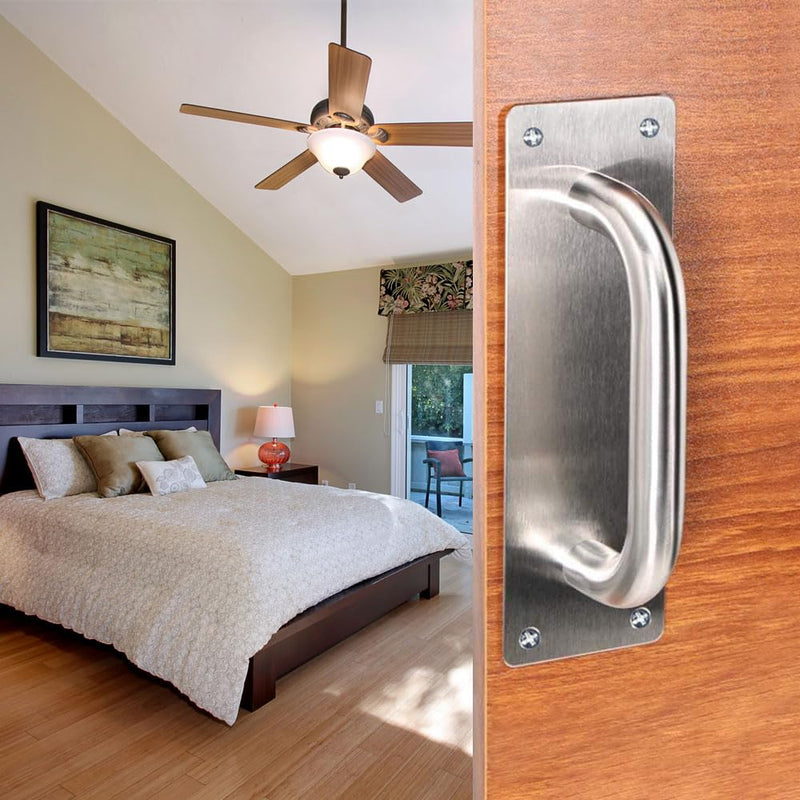 [Australia - AusPower] - WANLIAN 2Pcs Pull Push Door Plate Handle 8inch Stainless Steel Heavy Duty Barn Door Pull for Shed Commercial Fire Gate with Mounting Screws (Silver, 200x65mm/7.9x2.6inch) 