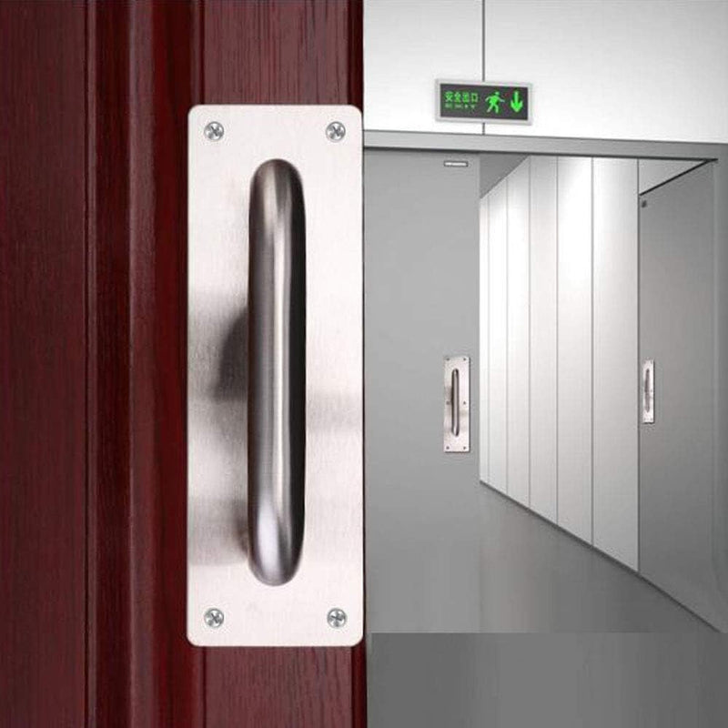 [Australia - AusPower] - WANLIAN 2Pcs Pull Push Door Plate Handle 8inch Stainless Steel Heavy Duty Barn Door Pull for Shed Commercial Fire Gate with Mounting Screws (Silver, 200x65mm/7.9x2.6inch) 