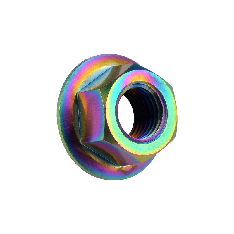 [Australia - AusPower] - Titanium DIN6923 M5 M6 M8 M10 M12 M14 M16 Hex Flange Nuts Pack of 6 (M10 Pitch 1.25mm, Rainbow) M10 Pitch 1.25mm 