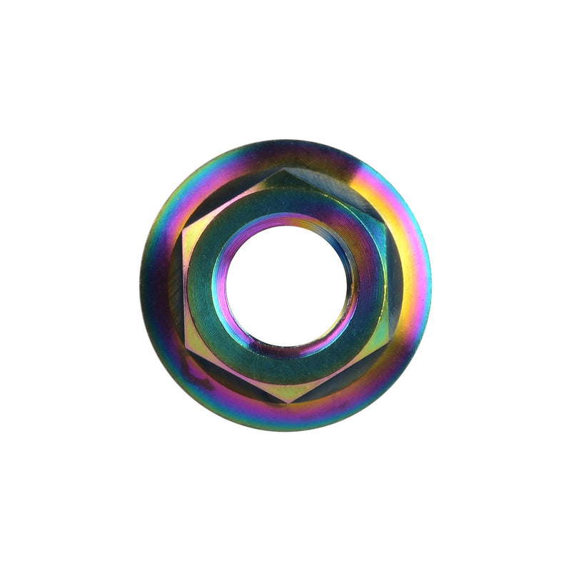 [Australia - AusPower] - Titanium DIN6923 M5 M6 M8 M10 M12 M14 M16 Hex Flange Nuts Pack of 6 (M10 Pitch 1.25mm, Rainbow) M10 Pitch 1.25mm 