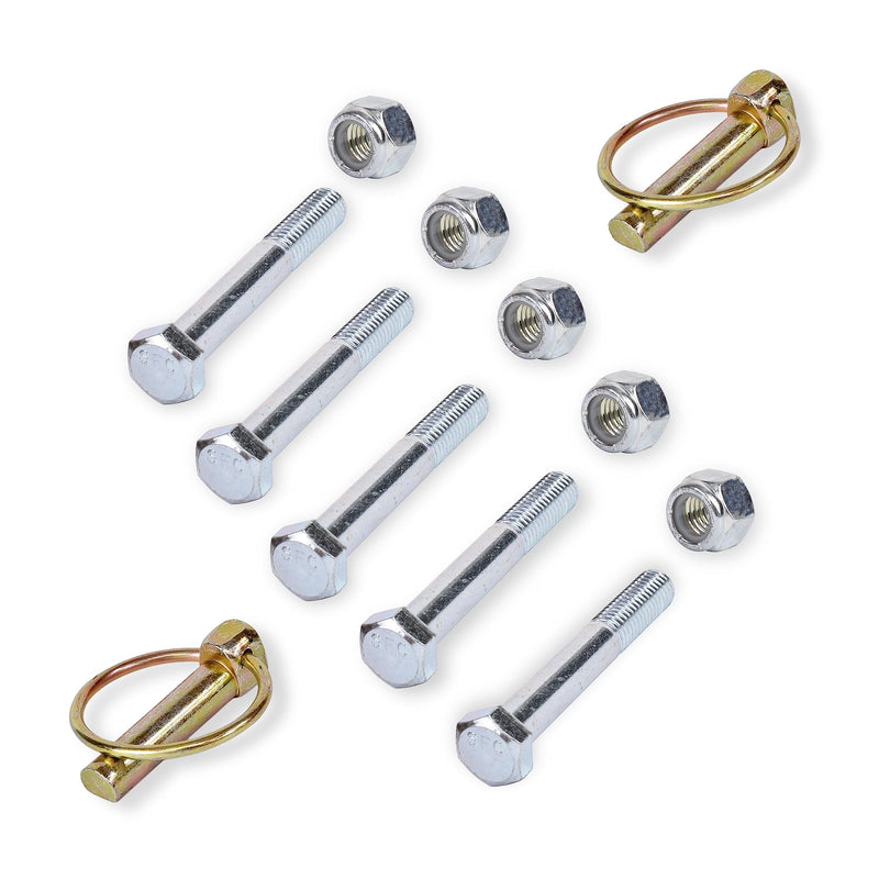 [Australia - AusPower] - Grade 2 Shear Bolts ½” x 3-½” with ½” Nylock Nuts: 5 Pack for Rotary Cutters: Includes 2 Bonus Linch Pins 7/16" x 1-3/4" 