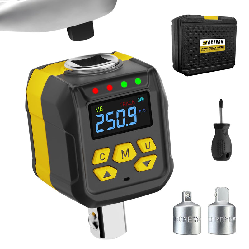 [Australia - AusPower] - Digital Torque Adapter, 1/2-Inch Drive, 17-340 Nm/12-250 Ft-lb, Color LCD Display with 2 Modes, 4 Units, Buzzer & LED Alert 12.5-250ft.lb/17-340Nm 