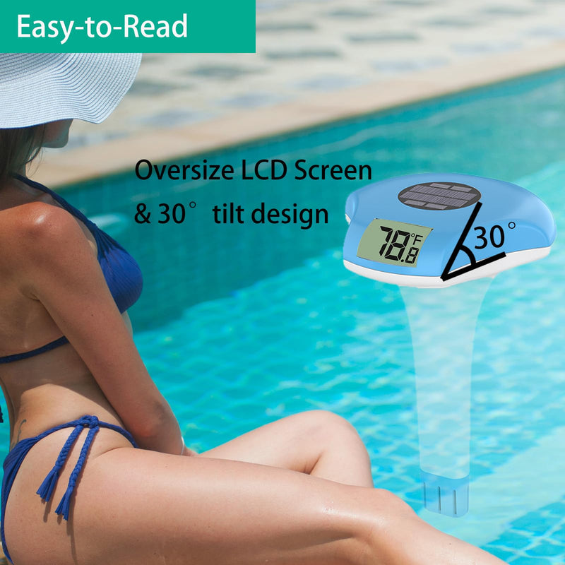 [Australia - AusPower] - Digital Pool Thermometer  IPX-8 Waterproof Swimming Pool Thermometer Floating Easy Read,Environment-Friendly Solar-Powered Pool Temperature Gauge for Swimming Pools, Spa, Hot Tubs 