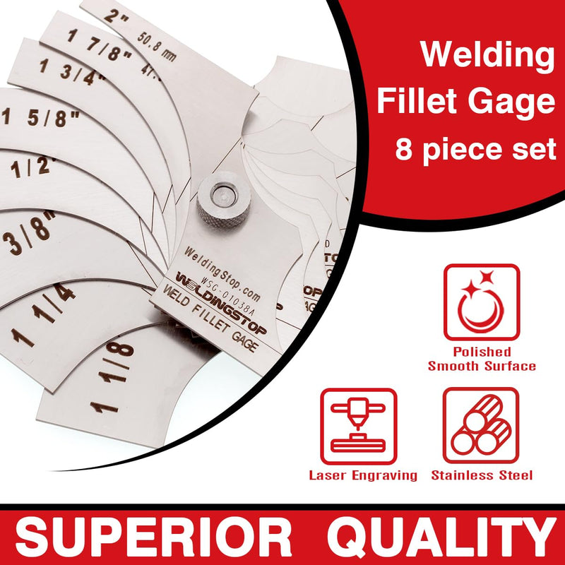[Australia - AusPower] - Welding Fillet Gage 8 piece set 1-1/8-2 Inch Measure tool inspection Gauge 28.6-50.8mm & ''1/8-2'' 