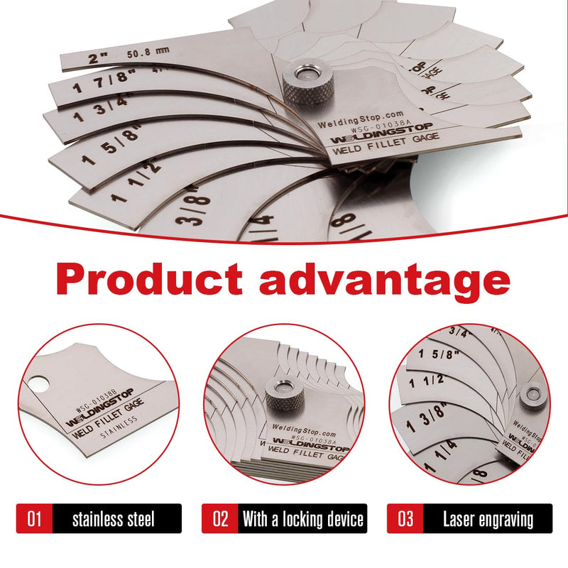 [Australia - AusPower] - Welding Fillet Gage 8 piece set 1-1/8-2 Inch Measure tool inspection Gauge 28.6-50.8mm & ''1/8-2'' 