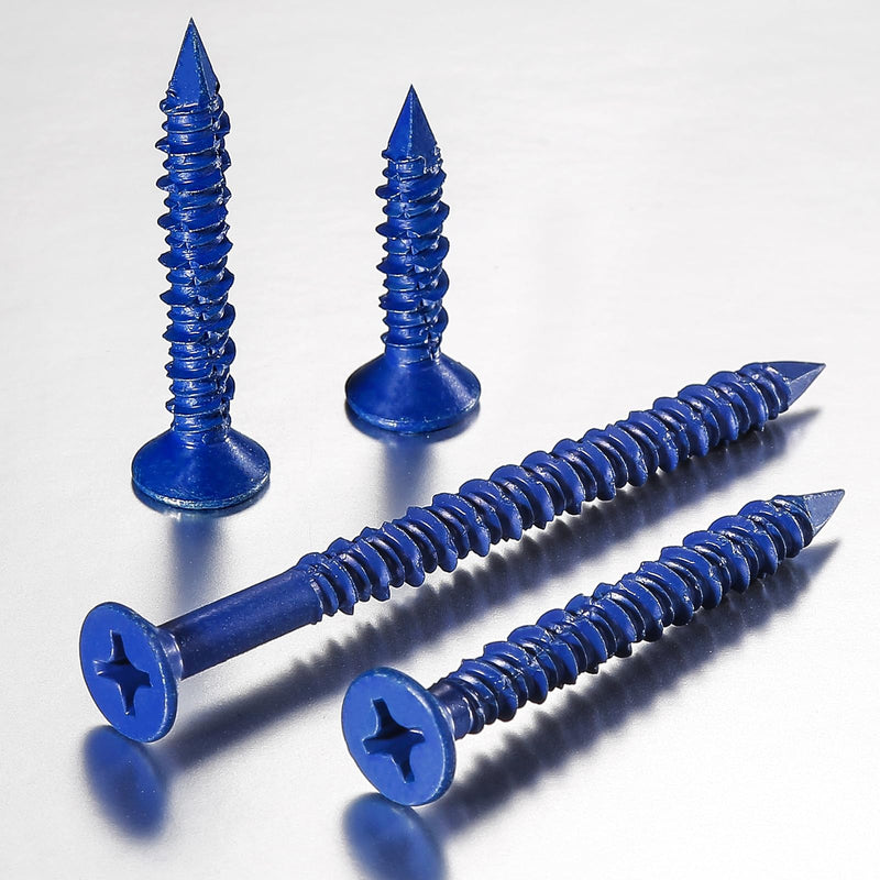 [Australia - AusPower] - WenSilon(30 PCS) 3/16" x1-1/4 Concrete Screw Anchor Blue Flat Head for Anchoring to Masonry, Block or Brick Stucco 3/16"x1-1/4" 30 
