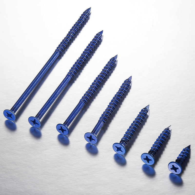 [Australia - AusPower] - WenSilon(30 PCS) 3/16" x1-1/4 Concrete Screw Anchor Blue Flat Head for Anchoring to Masonry, Block or Brick Stucco 3/16"x1-1/4" 30 