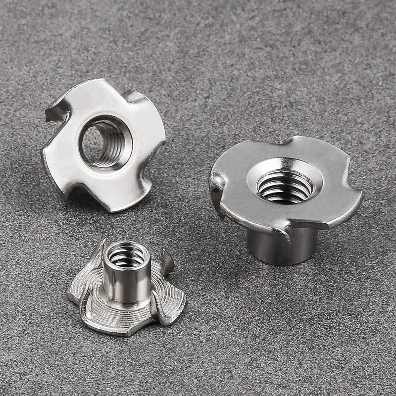 [Australia - AusPower] - 100pcs 1/4"-20 T-nut 304 stainless steel four-jaw - for home, hotel outdoor threaded insertion 