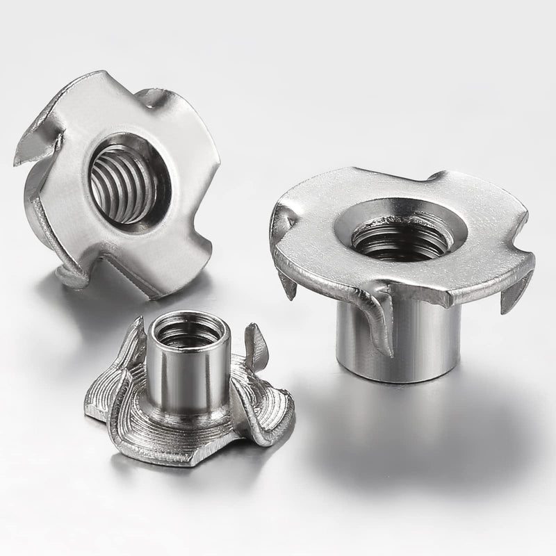 [Australia - AusPower] - 100pcs 1/4"-20 T-nut 304 stainless steel four-jaw - for home, hotel outdoor threaded insertion 