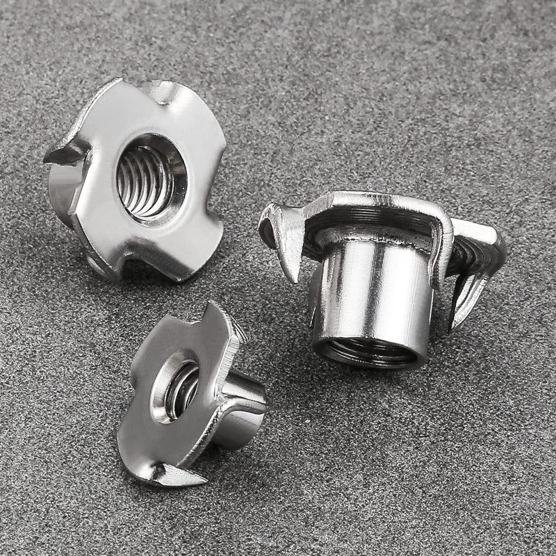 [Australia - AusPower] - 100pcs 1/4"-20 T-nut 304 stainless steel four-jaw - for home, hotel outdoor threaded insertion 