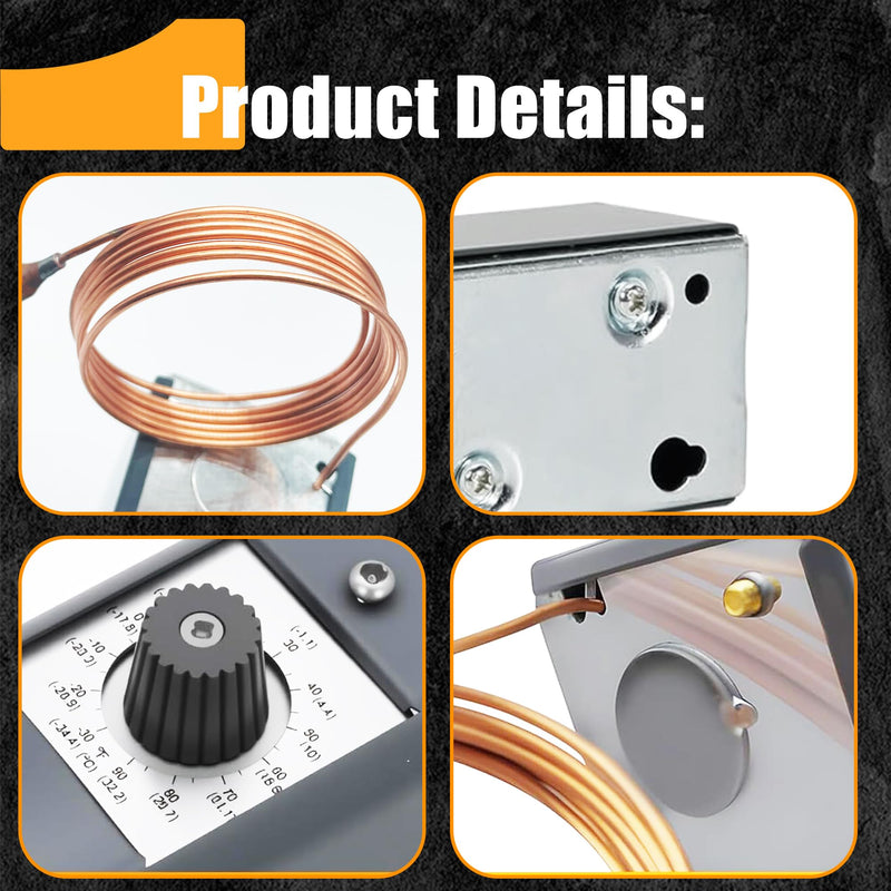 [Australia - AusPower] - W1609-101 Thermostat Temperature Controller Refrigeration Remote Bulb TH-1609, from -30 Degrees F to 90 Degrees F, 5 Ft Capillary (-34 Degrees C to 32 Degrees C) 