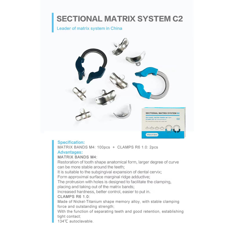 [Australia - AusPower] - Dental Sectional Matrix System, Dental Sectional Contoured Matrices Refill Matrix Bands, Sectional Contoured Metal Matrices, Nickel Titanium Clamp Ring Resin Holder Clip Ring-BLUE BLUE RING 